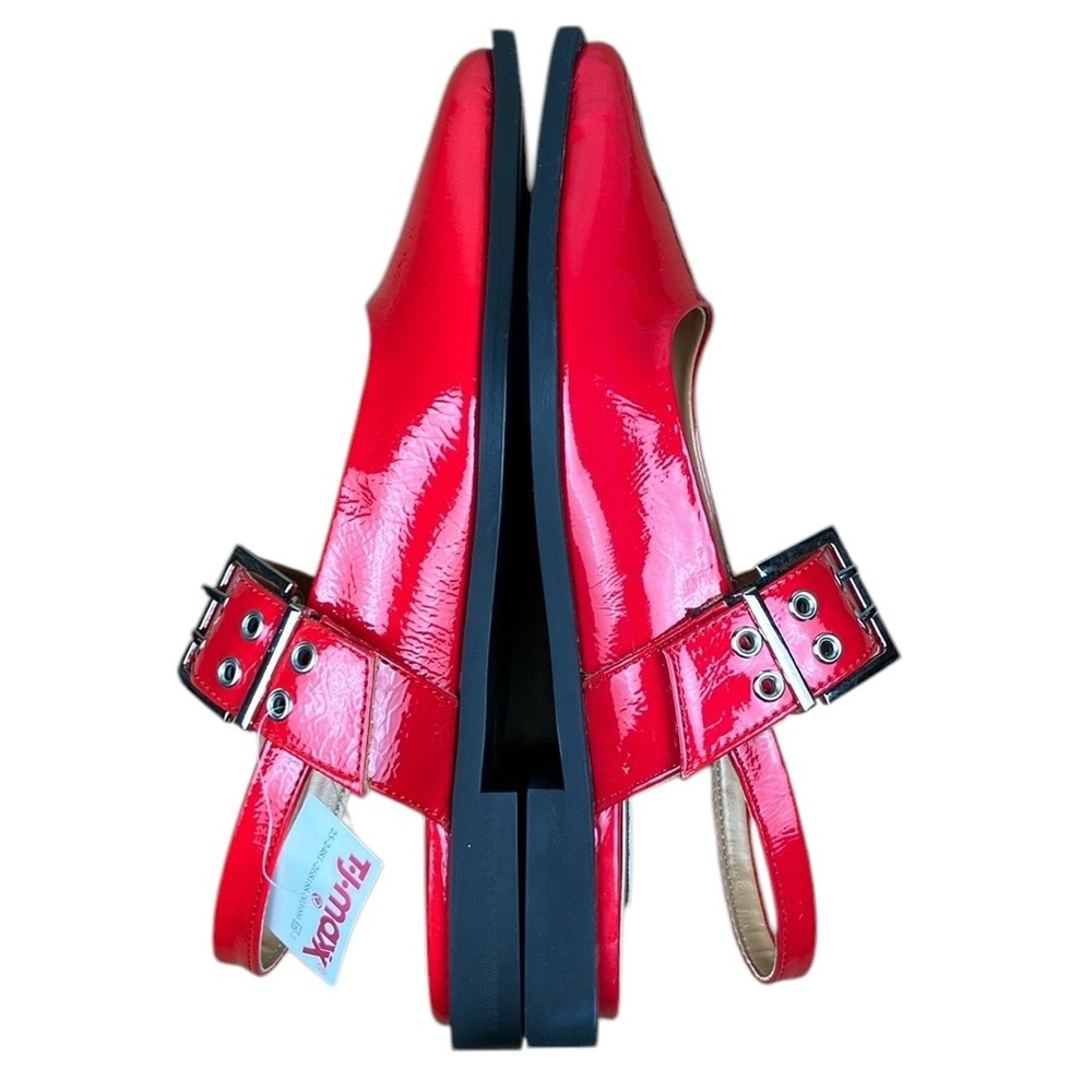 Steve Madden Smokee Red Patent Buckle Slingback Flats NWT - Picture 7 of 13